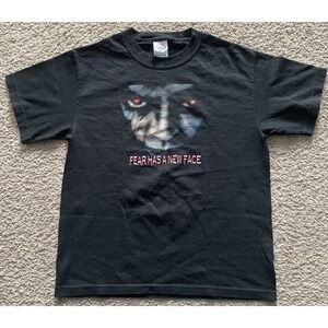 Howl-O-Scream Fear Has A New Face Youth Black‎ Graphic T-Shirt Sz L 14-16